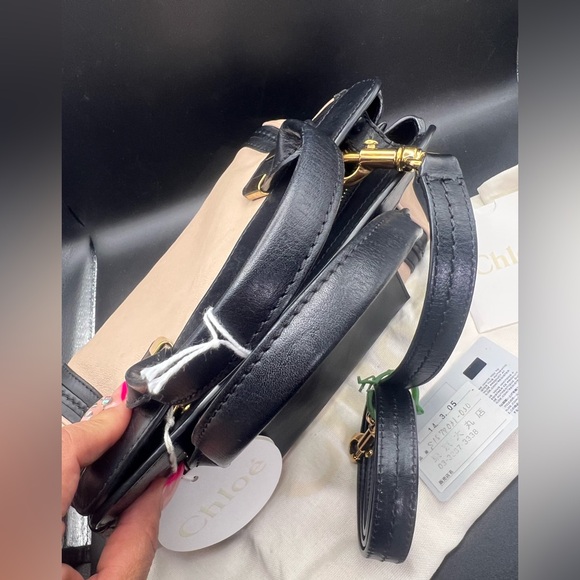 Chloé Alice handbag featuring a black and beige leather design. Crossbody EUC - Picture 10 of 16